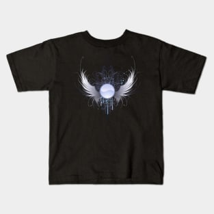 Round Banner with Angel Wings ( White Wings ) Kids T-Shirt